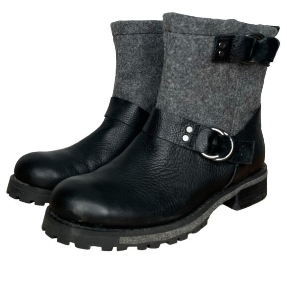 Woolrich Womens Ankle Boots Size 6.5 Leather Baltimore Harness Wool Dual Buckle - Picture 1 of 7